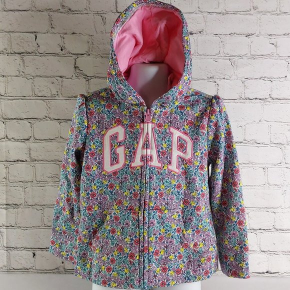 'GAP' FLORAL FLEECE LOGO HOODIE FULL~ZIP JACKET - Picture 1 of 16